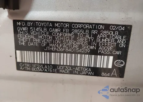 2004 Lexus Ls 430 z USA, uszkodzony, nr VIN JTHBN36F840154239